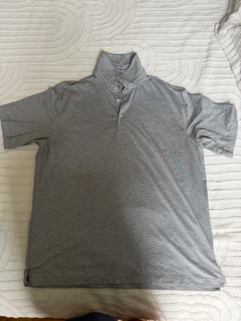 Walter Hagen Men's Heather Light Gray and White Striped Polo Shirt